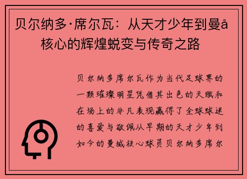 贝尔纳多·席尔瓦：从天才少年到曼城核心的辉煌蜕变与传奇之路