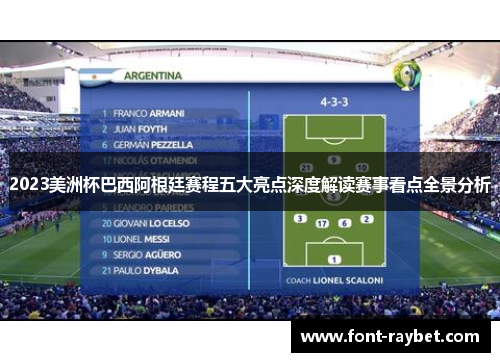 2023美洲杯巴西阿根廷赛程五大亮点深度解读赛事看点全景分析